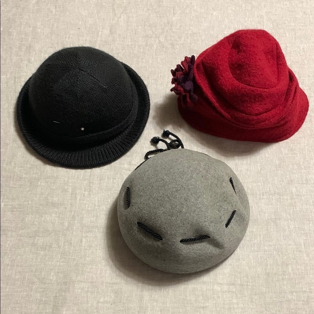 Vintage Women’s Black & Grey Union Made USA Burgundy Wool Made in Italy Bundle